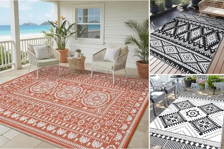 Detailed view of Best Reversible Boho Outdoor Rug